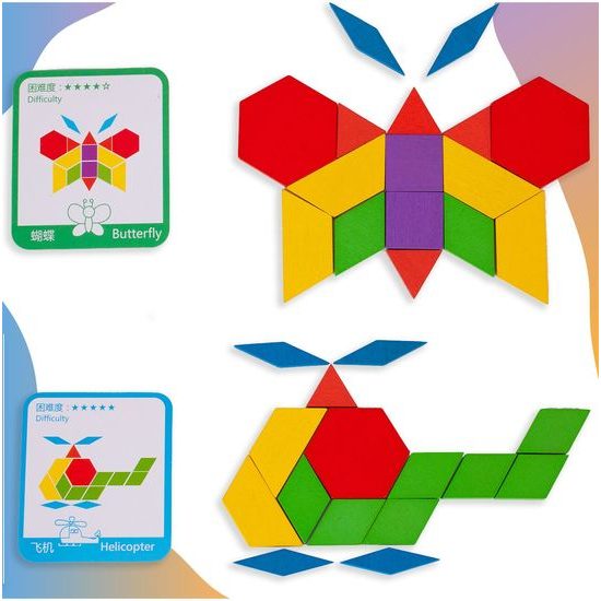 Dřevěné puzzle pro děti Pattern Blocks 155 dílků