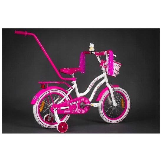 Mexller dětské kolo SISI 16" s vodící tyčí bílorůžové