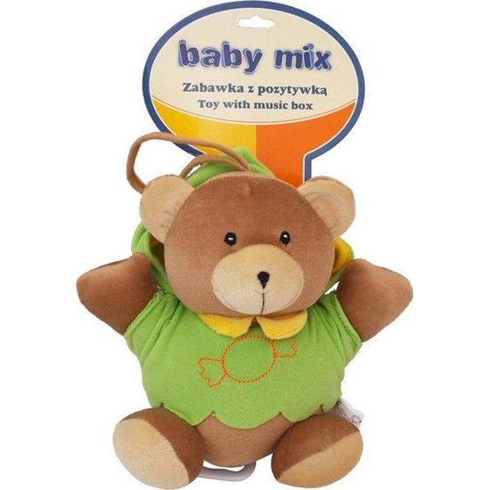 Dětská plyšová hračka s hracím strojkem Baby Mix medvídek zelený