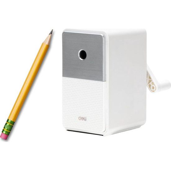 Strouhátko na tužky s kličkou, se zásobníkem a nastavitelným ostřím, bílá