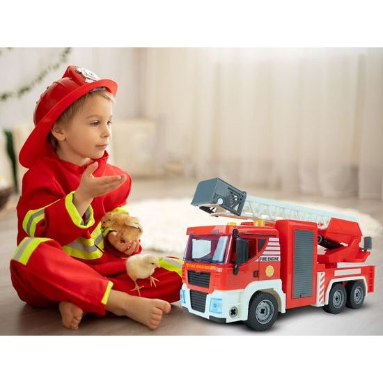 Šroubovací požární auto v kufříku se světly a zvuky Fire Truck
