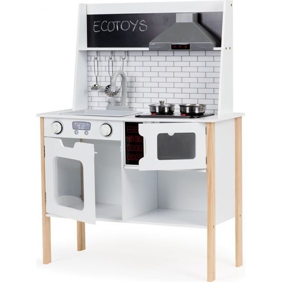 Ecotoys dětská dřevěná kuchyňka se zvuky a LED efekty House Kitchen