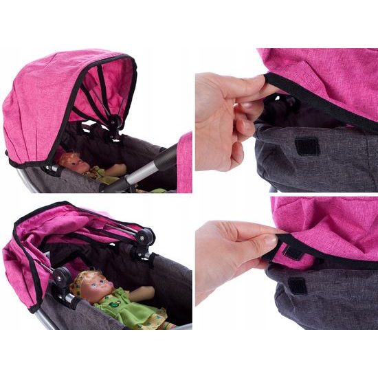 Kočárek pro panenky Princess šedo-růžový