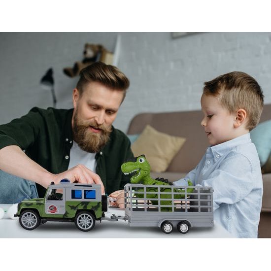 Terénní auto s dinosaurem, světly a zvuky Dino Car 1:20