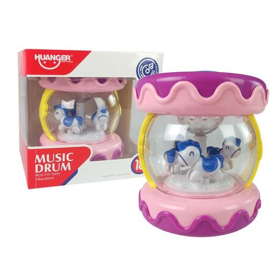 Haunger interaktivní bubínek se zvuky Music Drum růžový