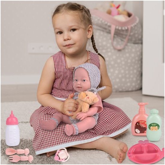 Dětská panenka s příslušenstvím a medvídkem My Baby 36 cm
