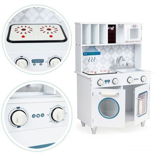 Ecotoys dětská dřevěná kuchyňka se zvuky a LED efekty Fancy Kitchen
