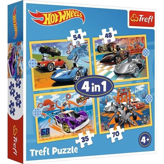 TREFL Puzzle Autíčka Hot Wheels 4v1 (35,48,54,70 dílků)