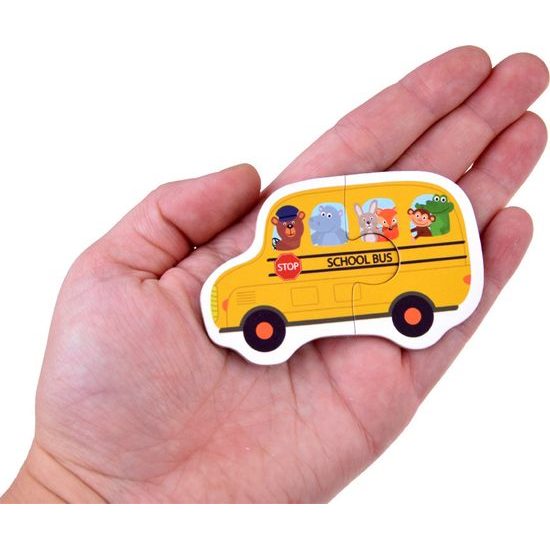 Barevné dvoudílné puzzle auta a stavební stroje 23 dílků