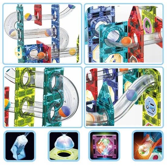 Doris magnetická svítící stavebnice s mlýnským kolem a výtahem Magic Blocks 129 dílů