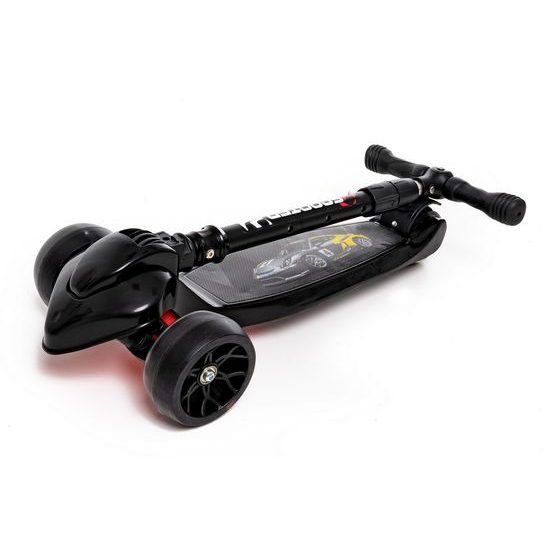 Majlo Toys dětská koloběžka černá Auta se svítícími koly