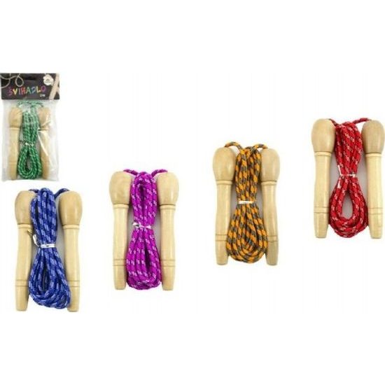 Švihadlo s dřevěnou rukojetí nastavitelné - mix barev