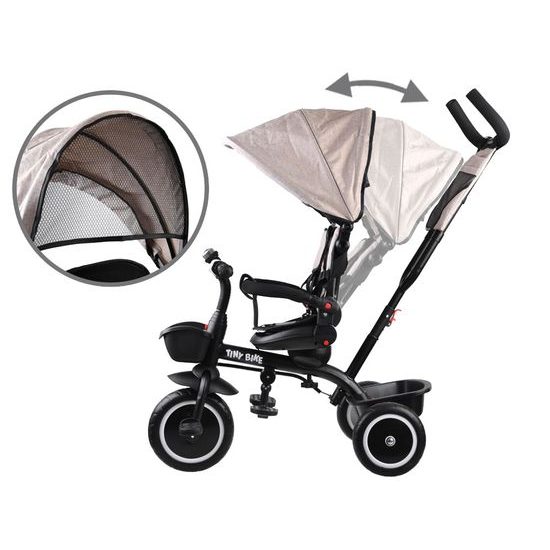 VYZKOUŠENO Dětská tříkolka Tiny Bike s otočným sedadlem 3v1 béžová