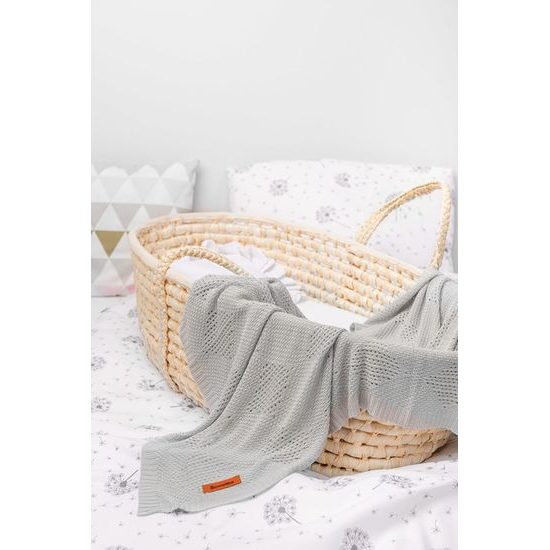 Sensillo Dětská pletená bambusová deka do kočárku 100x80 cm šedá