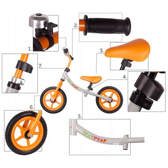 Dětské odrážedlo Nolan 12" šedo-oranžové