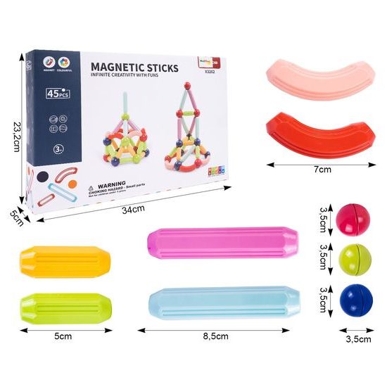 Magnetická stavebnice Magnetic Sticks 45 dílků