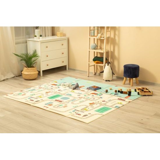 Vzdělávací pěnová podložka dinosauři/auta