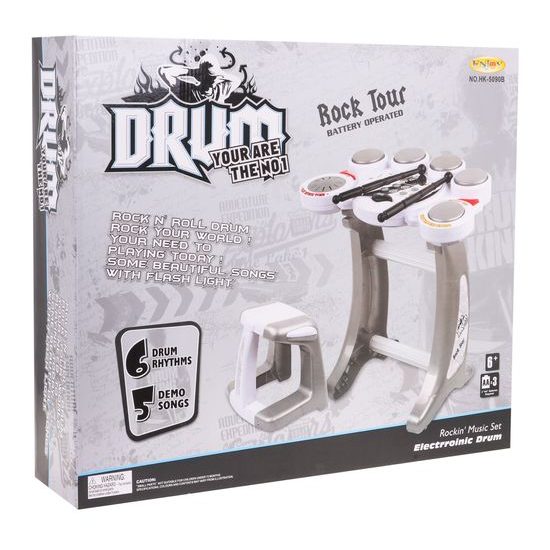 Detské elektronické bicie so 6 bubienkami a stoličkou Drum King