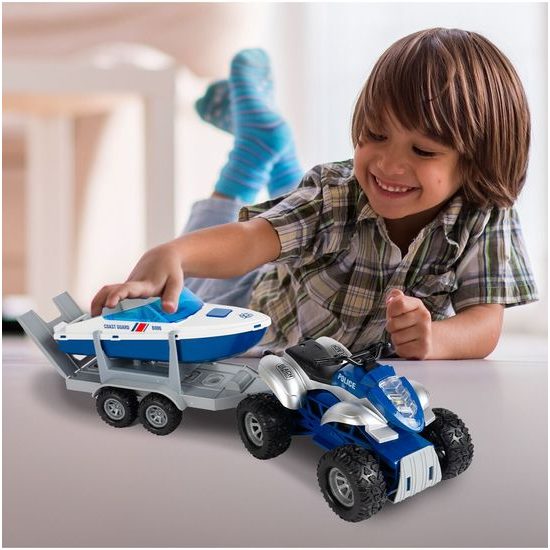 Dětská interaktivní čtyřkolka na setrvačník s lodí 4WD Offroader