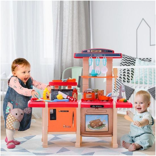 Velká dětská kuchyňka s tekoucí vodou, zvuky a světly Simulation Kitchen - růžová