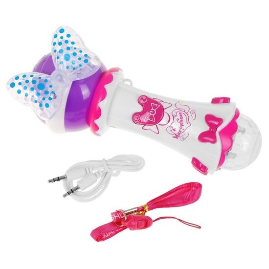 ROZBALENO Majlo Toys dětský karaoke mikrofon s nahráváním se světly First Voice růžový