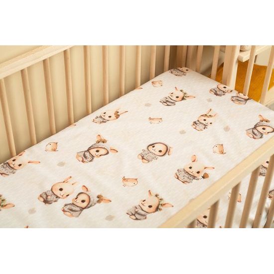 Prostěradlo do postýlky Králiček, meruňková 60x120cm