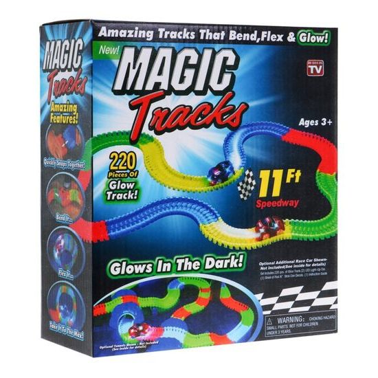 Majlo Toys svítící autodráha s autíčkem na baterie 220 dílků Magic Tracks