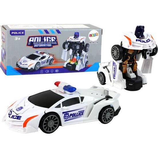 Policejní robotické auto 2v1 bílé