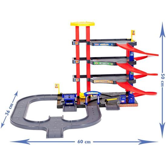 Parkovací garáž s výtahem, helikoptérou a 3 autíčky Parking Garage