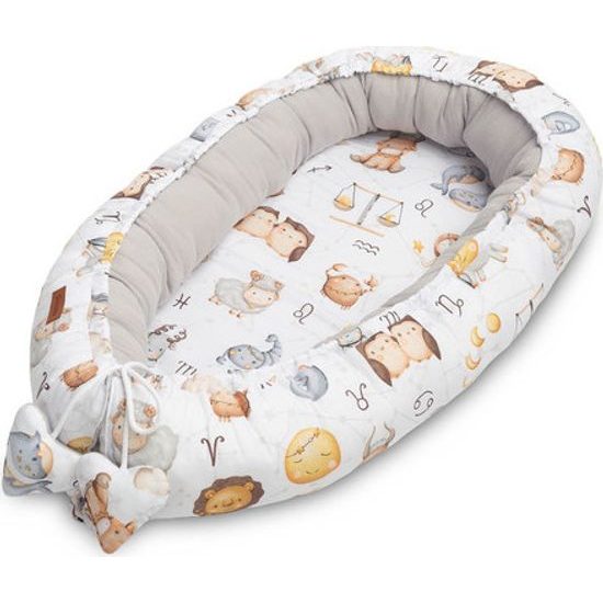 Hnízdečko pro miminko z mušelínu, Zvířátka, šedá