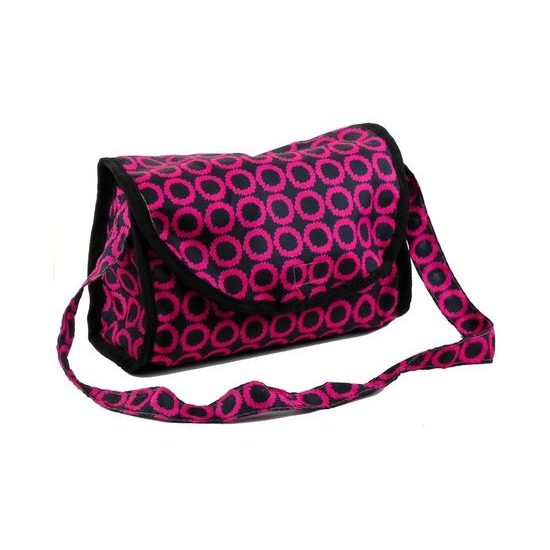 Kočárek pro panenky Alice Retro růžovo-černý vzor