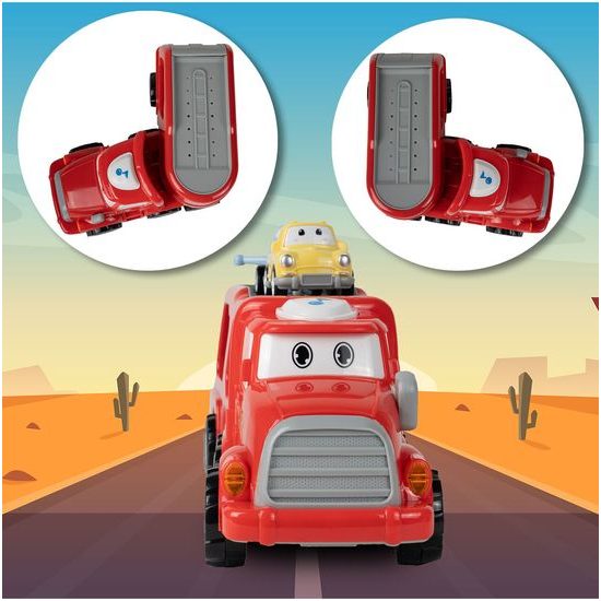 Nákladní auto se 3 autíčky, helikoptérou, světly a zvuky Transport Car červené