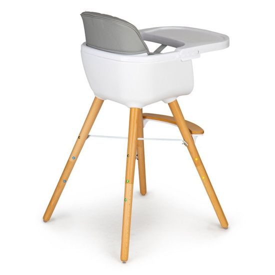 Ecotoys dřevěná jídelní židlička C220 2v1 šedá