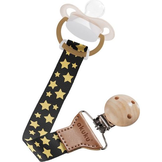 Stuha s klipem na dudlík, zlaté hvězdy