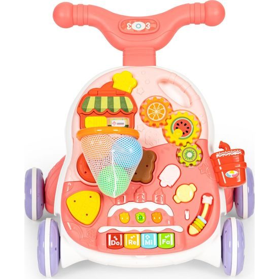 Haunger chodítko 2v1 s hracím stolečkem a košíkovou Active Table - růžové