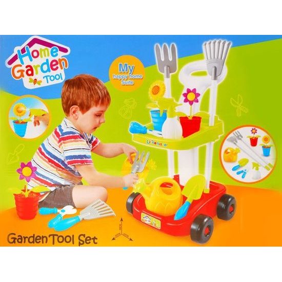 Majlo Toys dětský zahradní vozík s příslušenstvím Little Gardener červený