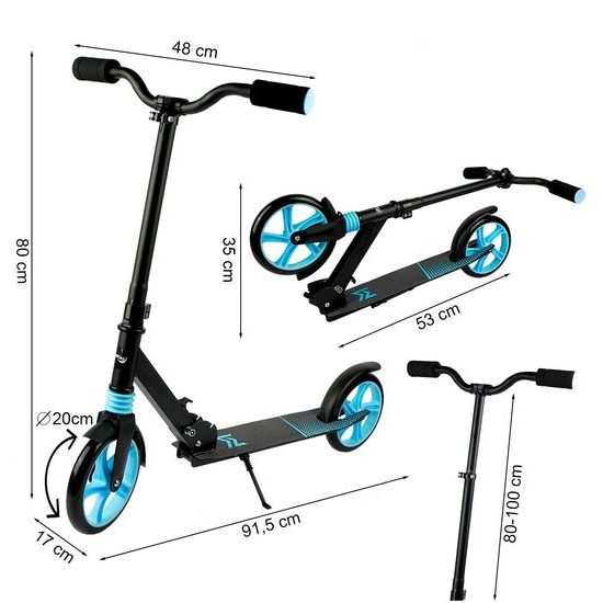 Dětská skládací koloběžka Black Scooter s modrými koly