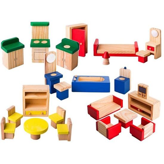 Doris dřevěný domeček pro panenky s nábytkem