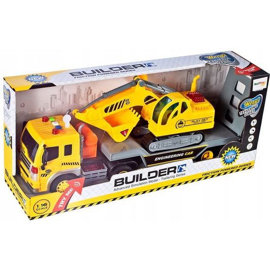 Nákladní auto s bagrem, světly a zvukem pro děti City Builder 1:16