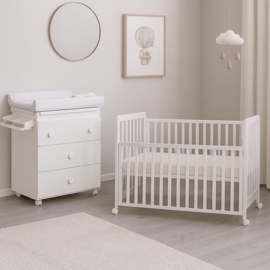 Postýlka s odnímatelným bokem Scarlett Vista buk bílá 120 x 60 cm