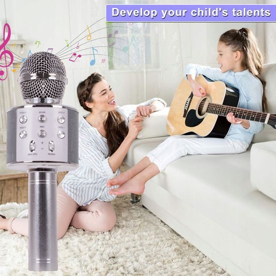 Bezdrátový karaoke mikrofon Hifi Speaker stříbrný