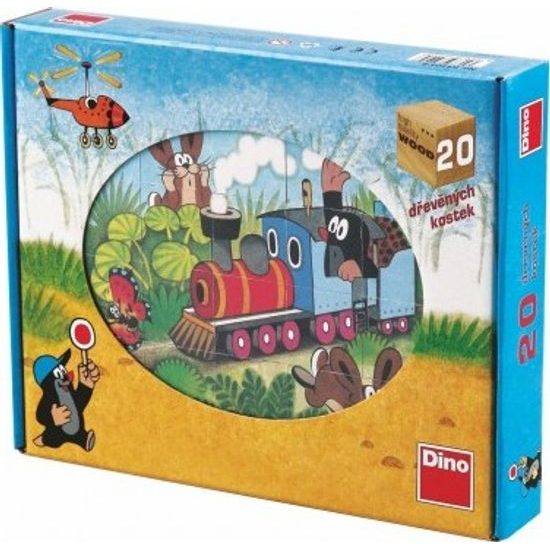 Dřevěné Kostky - Krtek a dopravní prostředky 20ks