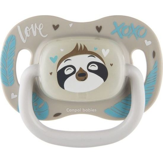 CANPOL babies Dudlík silikonový symetrický EXOTIC ANIMALS 6-18m 1ks lenochod