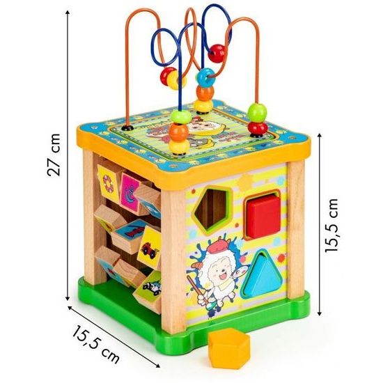 Ecotoys dřevěná edukační kostka s labyrintem Game Cube 5v1