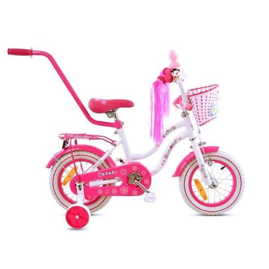 Mexller dětské kolo SISI 12" s vodící tyčí bílorůžové