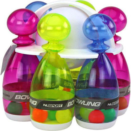 Bowlingová sada 6 průhledných barevných kuželek