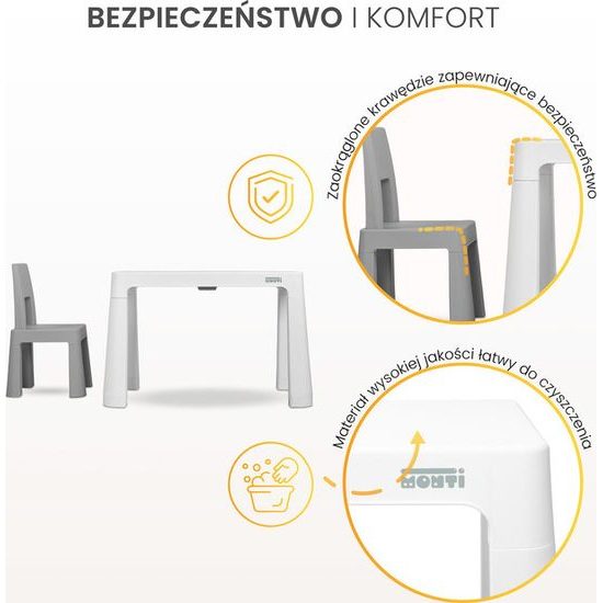 Dětský stůl Monti + 2 židle šedý