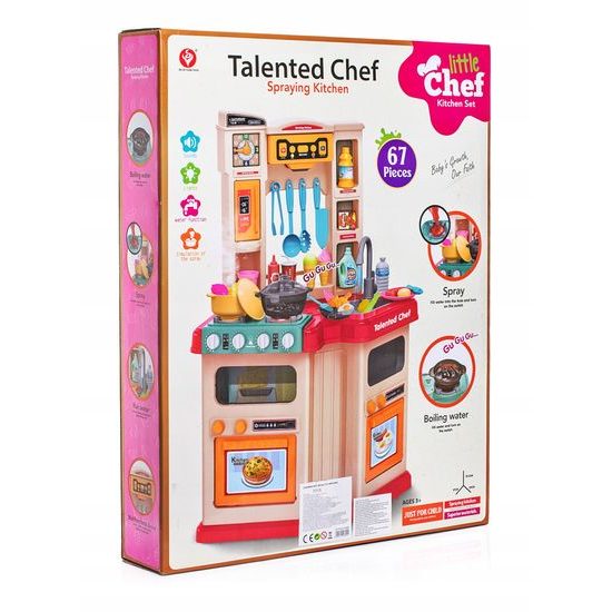 Doris dětská kuchyňka XXL s párou a tekoucí vodou Talented Chef - růžová