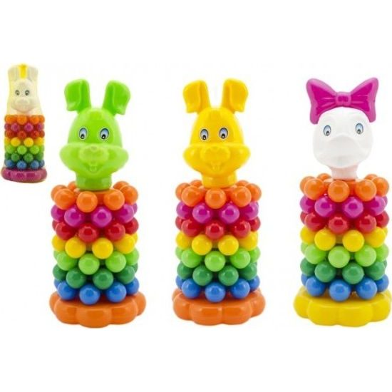 Skládanka - pyramida s kroužky - mix 3 druhy