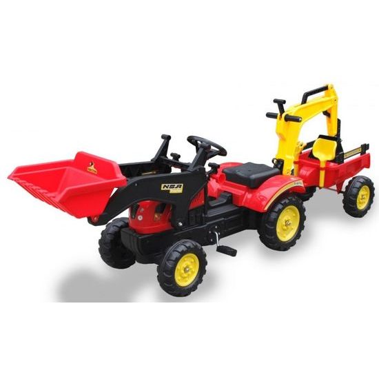 Dětský šlapací traktor Nakladač + bagr s přívěsem